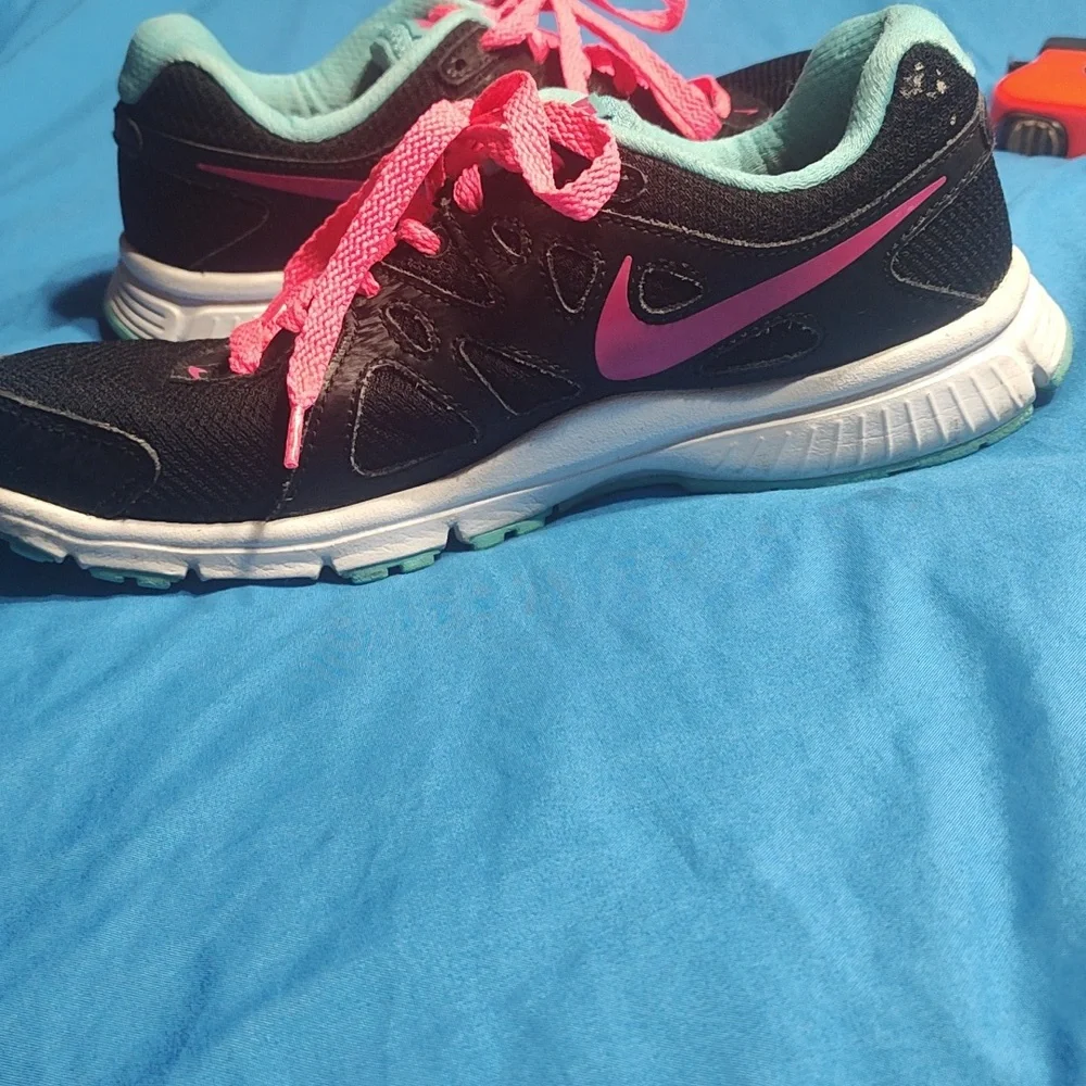 Nike Black and Pink Athletic Shoes Revolution 2